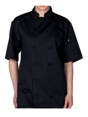Edwards Garment 3331 Mesh Back Chef Coat - 12-Cloth Buttons - Black